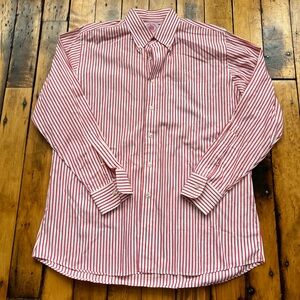 Vintage J. Press Shirt Mens 16 34 Red Pin Striped Button Down Made In USA Dress